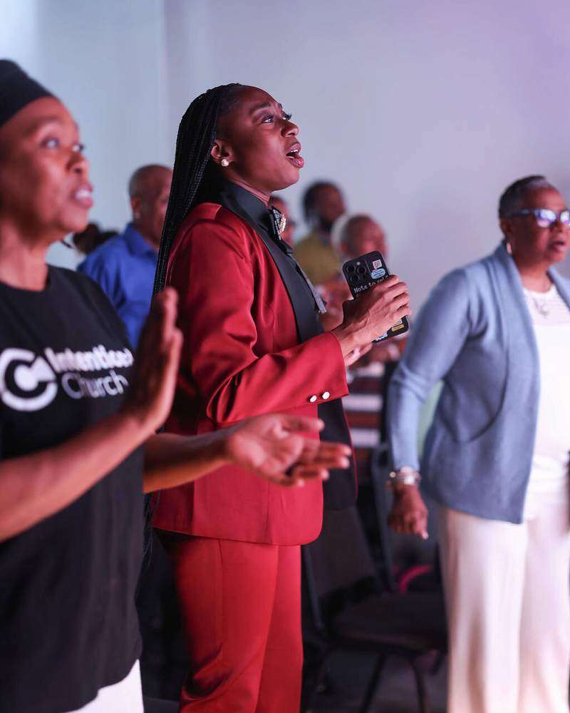 Partners worshipping together during a Sunday gathering at Intentional Church in Powder Springs, Georgia